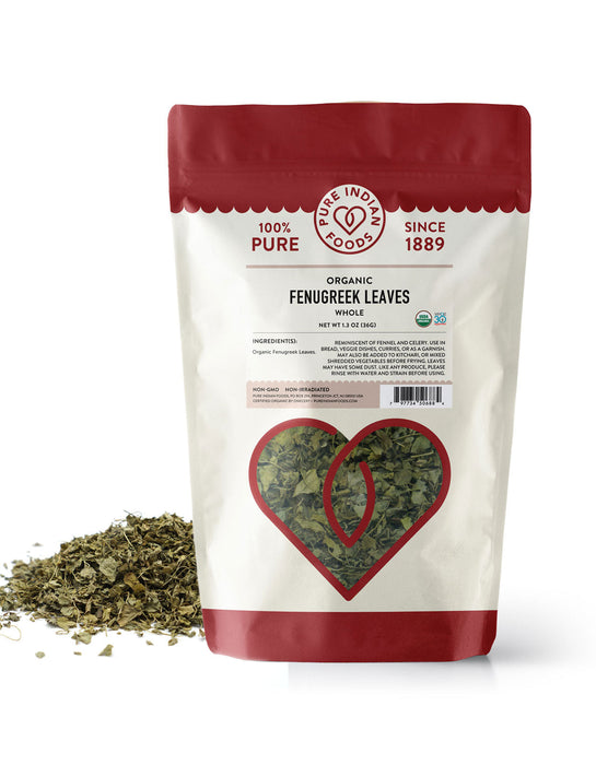 Fenugreek Leaves (Kasoori Methi), Certified Organic - 1.3 oz