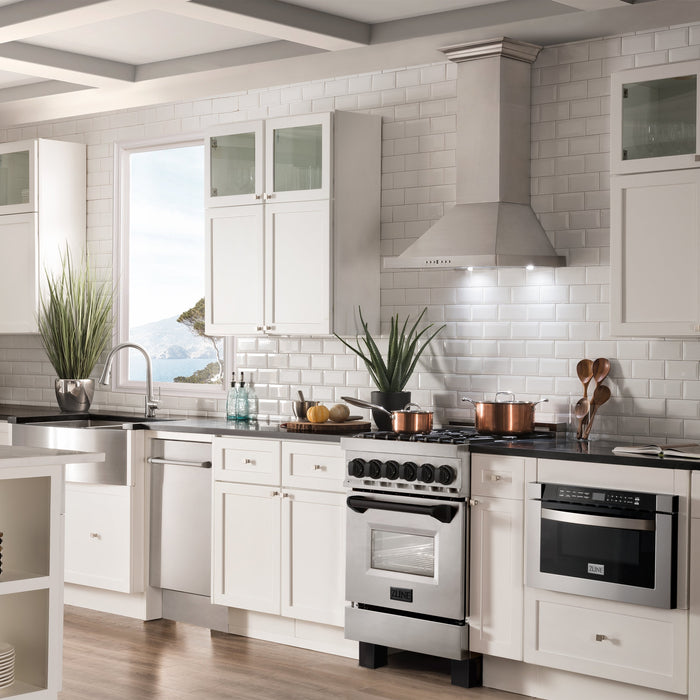 ZLINE 24" Autograph Dual Fuel Range, Stainless, Black accents, RAZ-24-MB