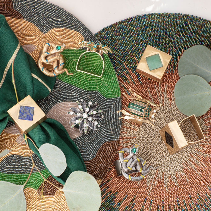 Snake napkin rings, worn gold, set of four