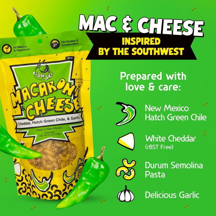 Hatch Green Chile, Garlic, Cheddar Mac and Cheese