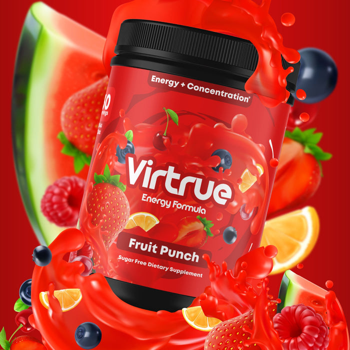 Fruit Punch Pre-Workout Energy Powder + Focus Boost & Hydration | Sugar Free