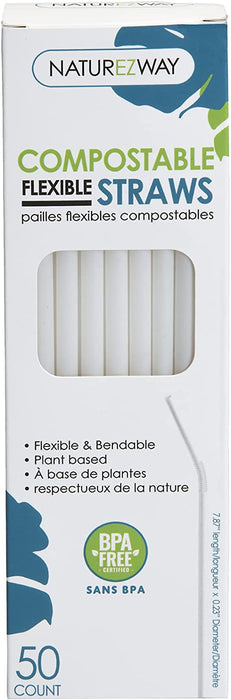 Naturezway Compostable Straws - 50 Count (Pack of 24 Straws)