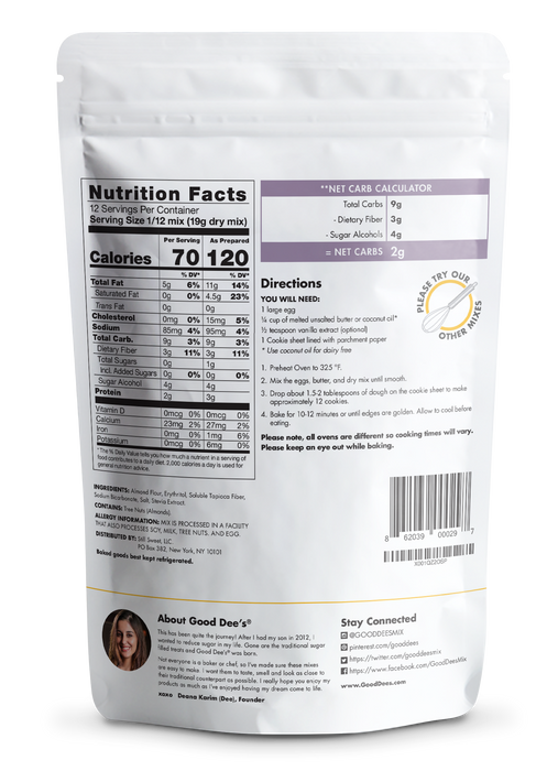 Sugar Free Keto Cookie Mix - Gluten Free and No Added Sugar