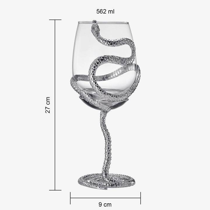 Stemmed Snake Wine Glass | Set of 2 | 19oz Spooky Reptile Glasses 10"   Specialty Food Source