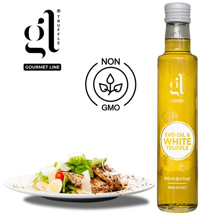 GL Truffle Gourmet, Extra Virgin Olive Oil & White Truffle with truffle slices (8.5 Fl oz) 250 ml