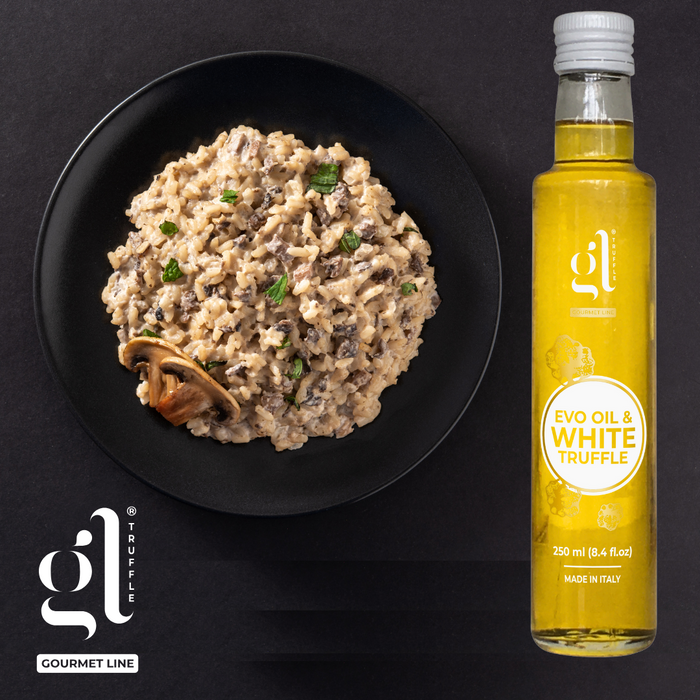 GL Truffle Gourmet, Extra Virgin Olive Oil & White Truffle with truffle slices (8.5 Fl oz) 250 ml