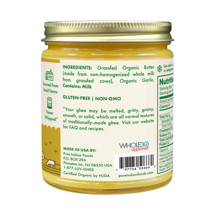 Garlic Ghee, Grassfed & Certified Organic - 7.8 oz