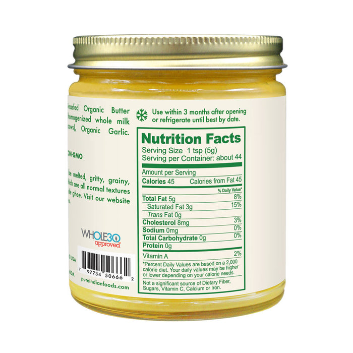 Garlic Ghee, Grassfed & Certified Organic - 7.8 oz