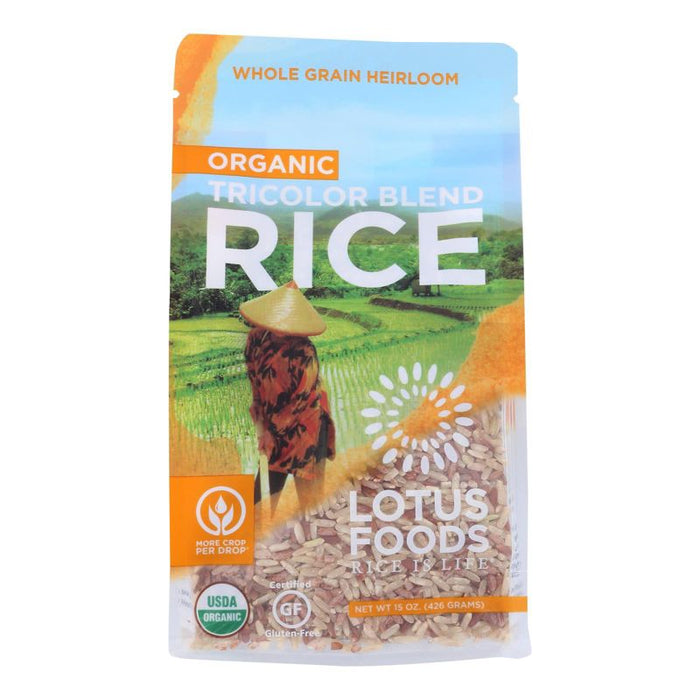 Organic Tricolor Blend Rice by Lotus Foods, Case of 6 - 15 Oz. Per Package