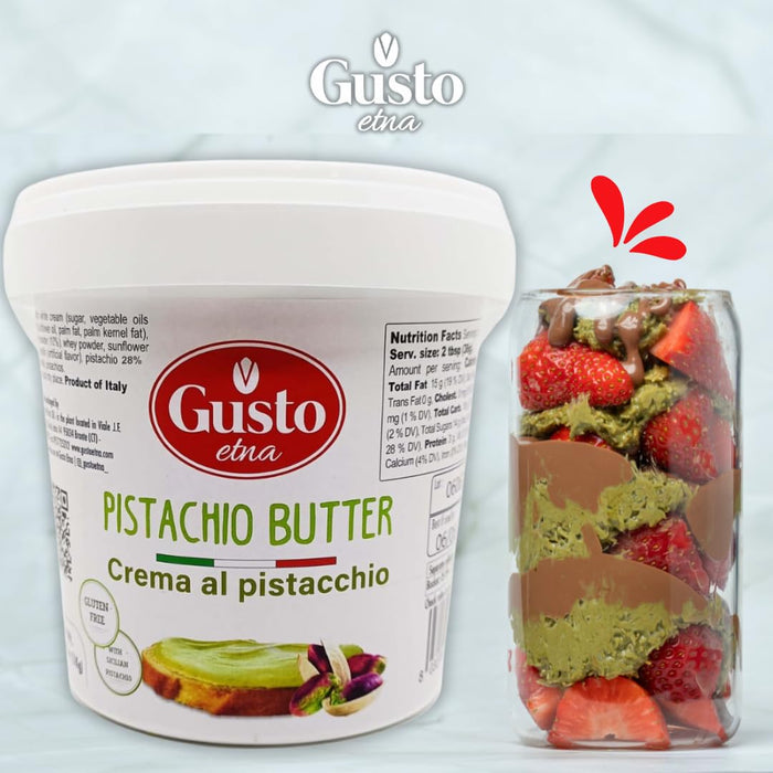 Gusto Etna Pistachio Cream Butter 3kg (6.6 lb) – 28% Pistachio, Made in Sicily, Italian Pistachio Spread for Gelato, Pastry & Desserts