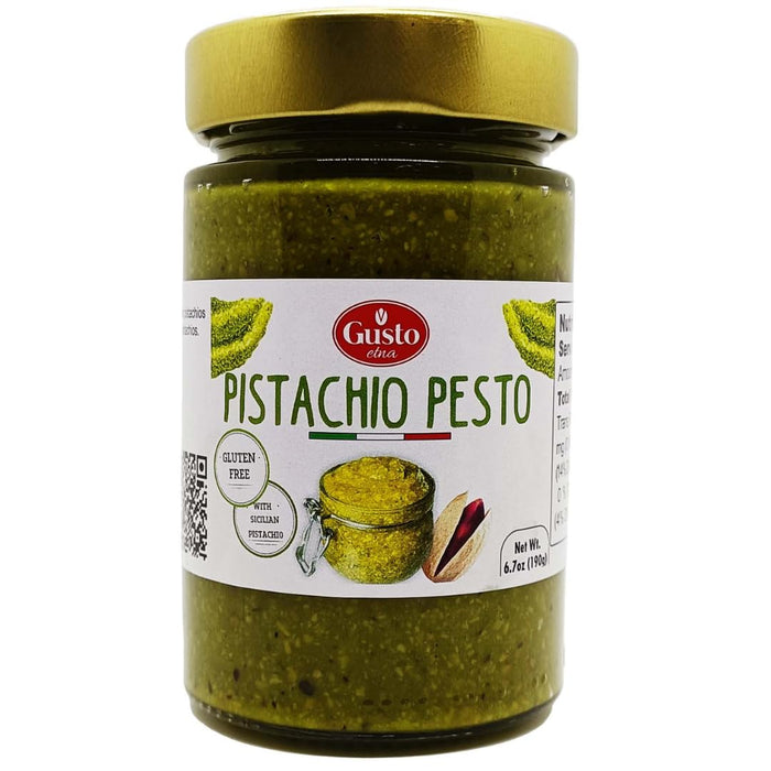 Gusto Etna, Pistachio Pesto Jar, Salty Pistachio Pesto, Product of Italy, 6.7 oz (190g)
