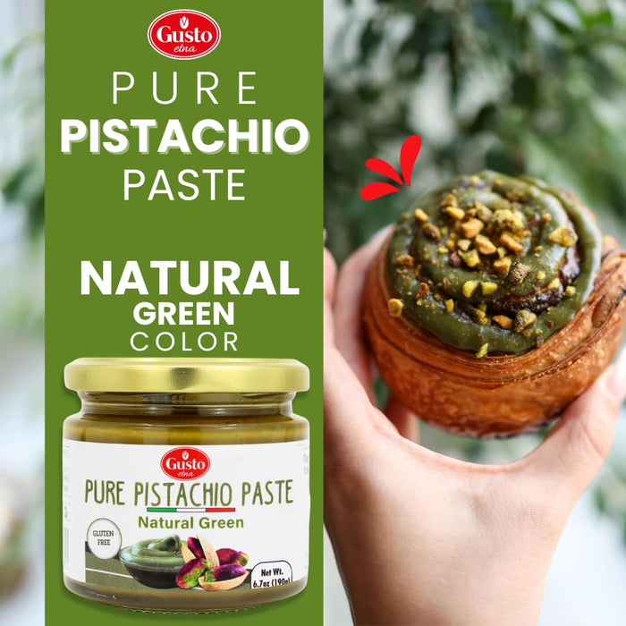 Gusto Etna Pure Pistachio Paste 6.07 oz (172g) Jar – 100% Pistachios, Unsweetened Italian Pistachio Butter, No Sugar, Product of Sicily