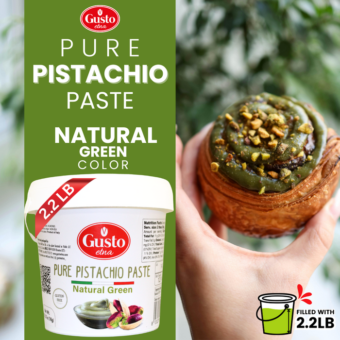 Gusto Etna Pure Pistachio Paste 1kg (2.2 lb) Tub – 100% Pistachios, Unsweetened Italian Pistachio Butter, Professional Use