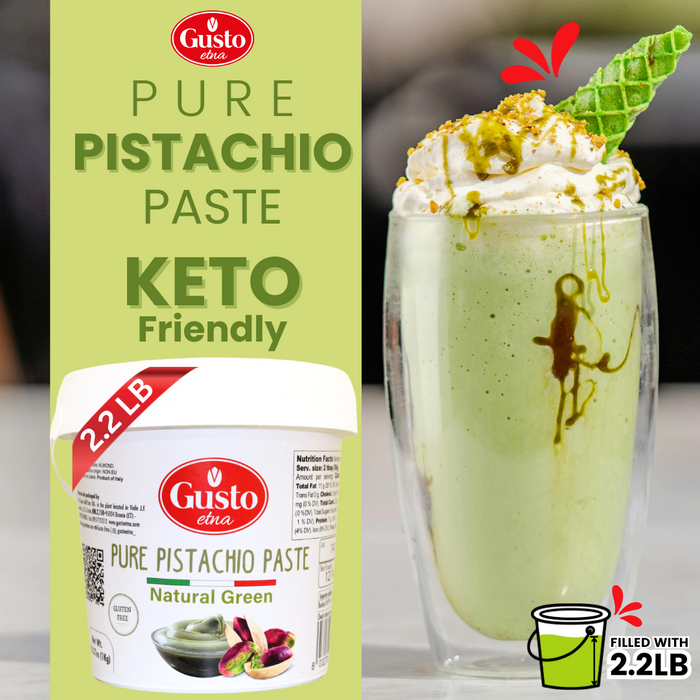 Gusto Etna Pure Pistachio Paste 1kg (2.2 lb) Tub – 100% Pistachios, Unsweetened Italian Pistachio Butter, Professional Use