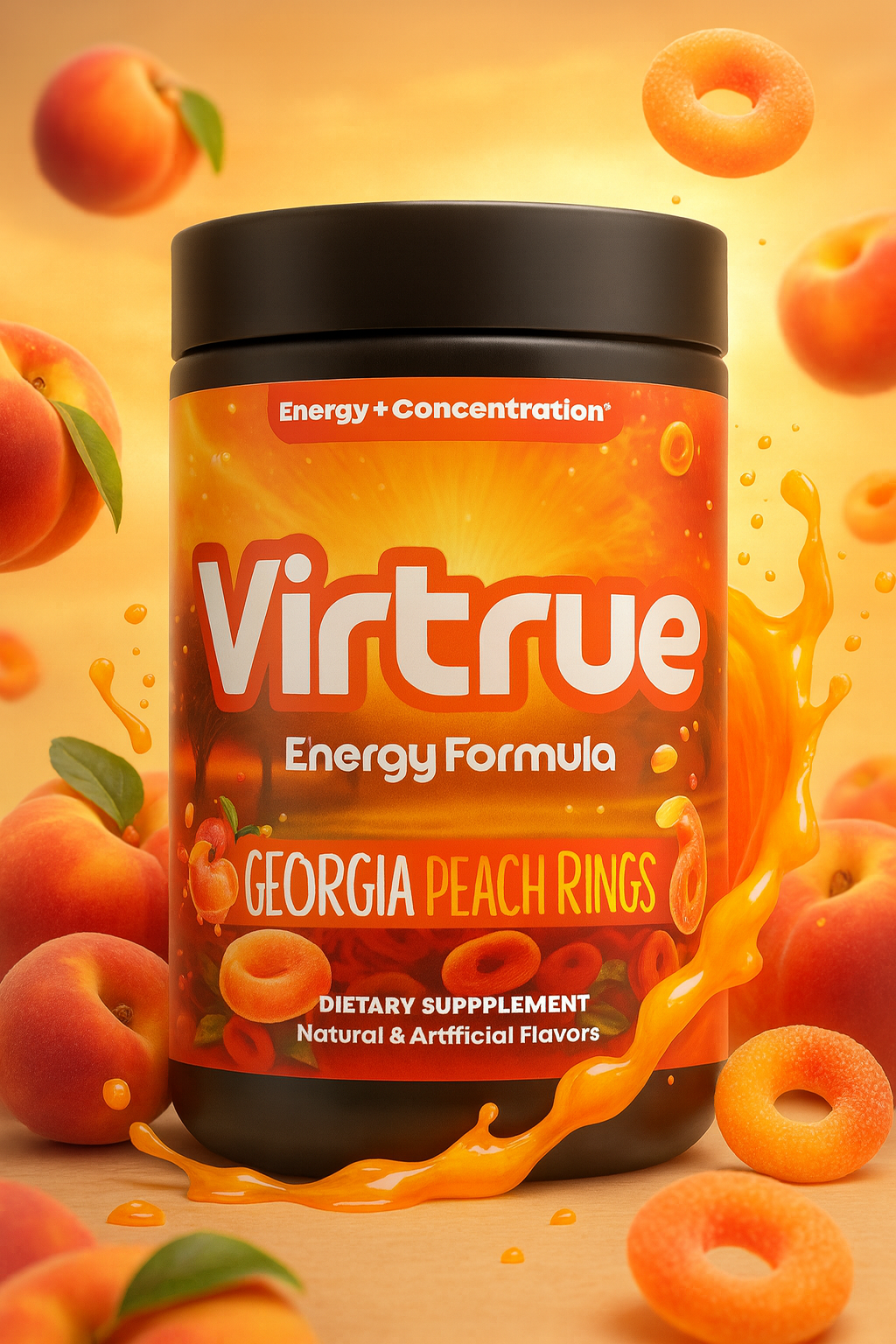 Georgia Peach Rings Pre-Workout Energy Powder + Focus Boost & Hydratio ...