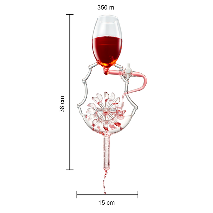 Wine Glass Wheel Decanting & Aerator Set by The Wine Savant - Unique Decanter - Moving Wheel - Upper, Middle & Lower Aerators - Whisky & Wines Carafe, Proven to Enhance & Improves Flavor & Aromas