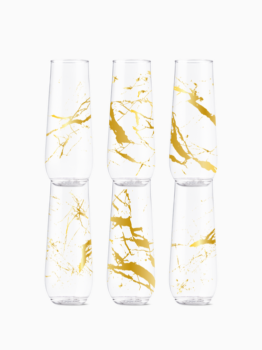 Gold Foil Marble 2.0 - POP 9oz Flute