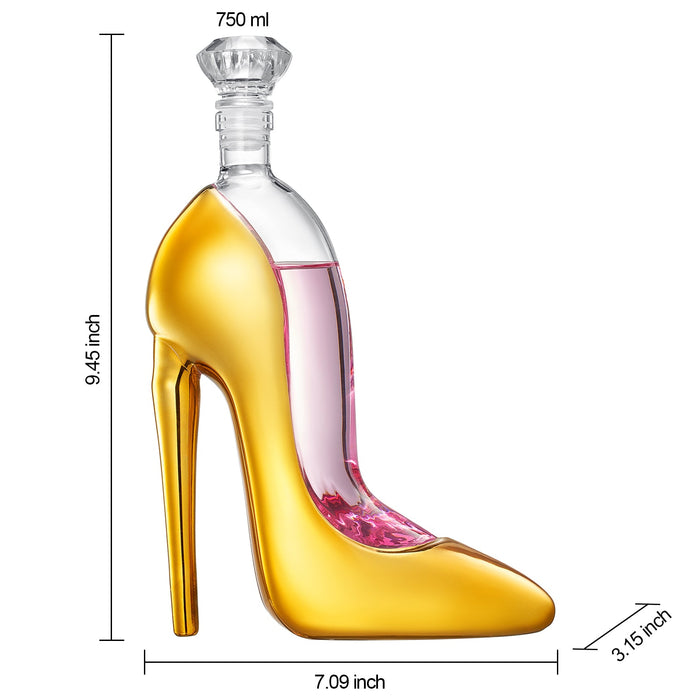 Gold Heel Stiletto High Heels Shape Decanter Whiskey and Wine Decanter with Stopper - High Heel Decanter for Wine Liquor Bourbon Tequila, Elegant Decanter Gifts for Women - Copyright Design