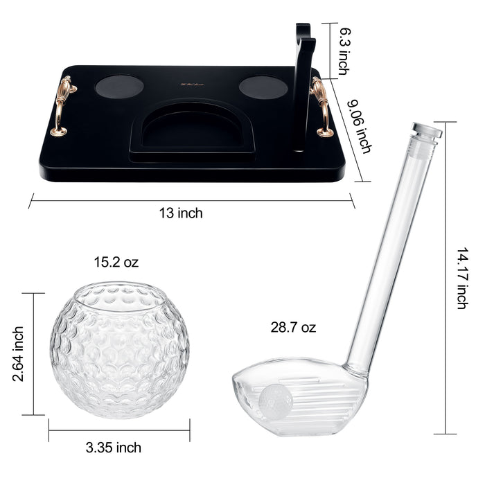 Golf Club Whiskey Decanter and 2 Liquor Glasses - 29 OZ Decanter & 15 OZ Glass Set - Golf Stick Gifts for Men, Unique Liquor Decanter Set - Bourbon, Scotch Decanter for Alcohol, Golfer Gifts for Dad