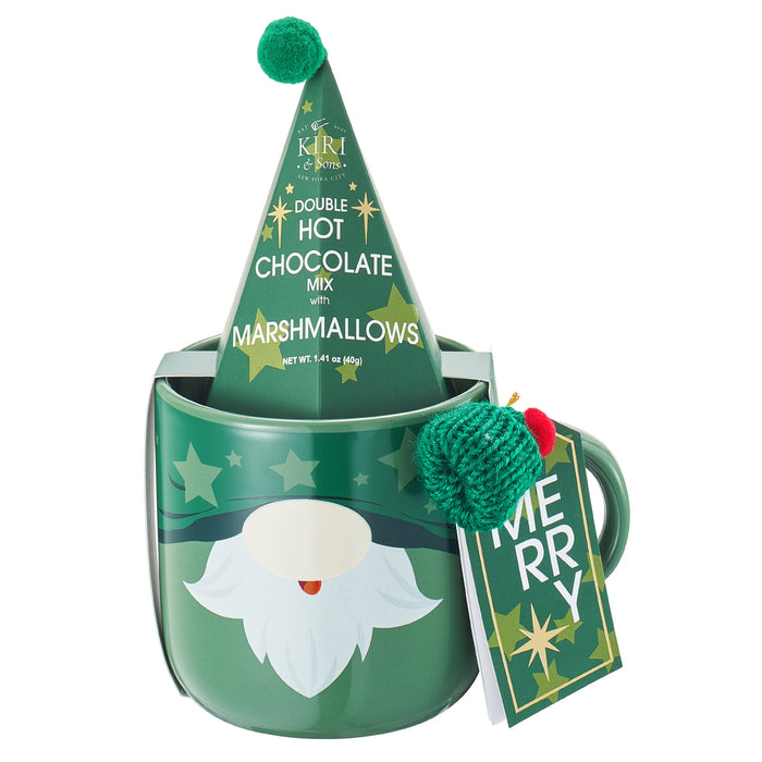 Mug With Hot Cocoa Mix & Marshmallows - Delicious Double Hot Chocolate Mix Filled with Marshmallow - Kids Fun Gift Holiday Santa Elves Christmas, Ceramic Childrens Eggnog Festive Gifts, Green Elf Mug