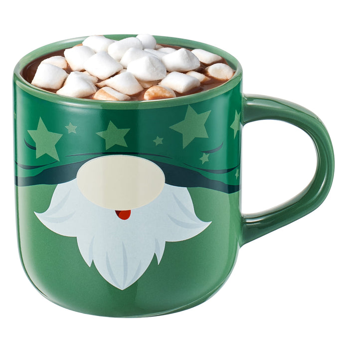 Mug With Hot Cocoa Mix & Marshmallows - Delicious Double Hot Chocolate Mix Filled with Marshmallow - Kids Fun Gift Holiday Santa Elves Christmas, Ceramic Childrens Eggnog Festive Gifts, Green Elf Mug