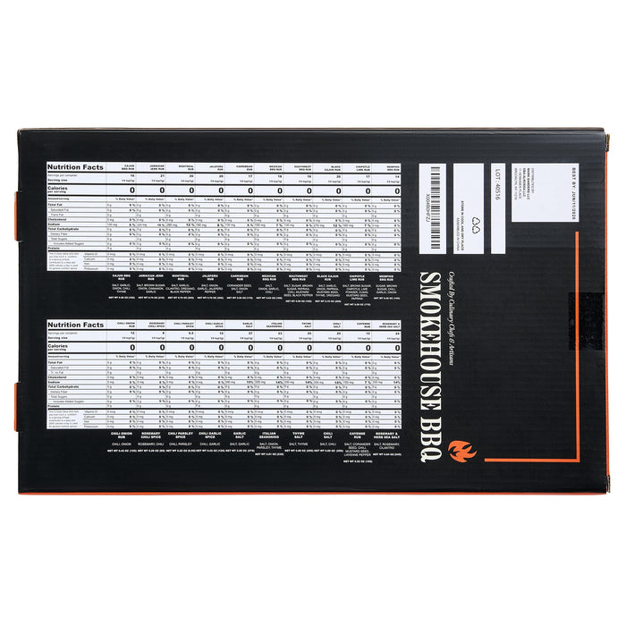 Smokehouse BBQ Gourmet Grilling Spice Set | 20-Set | Glass Bottle Seasonings, Grill Seasoning Flavors Include Caribbean, Jamaican Jerk, Jalapeno Rub, Montreal, Cajun Chili Garlic & More