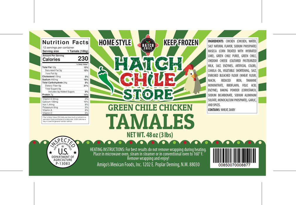 Hatch Green Chile Chicken Tamales