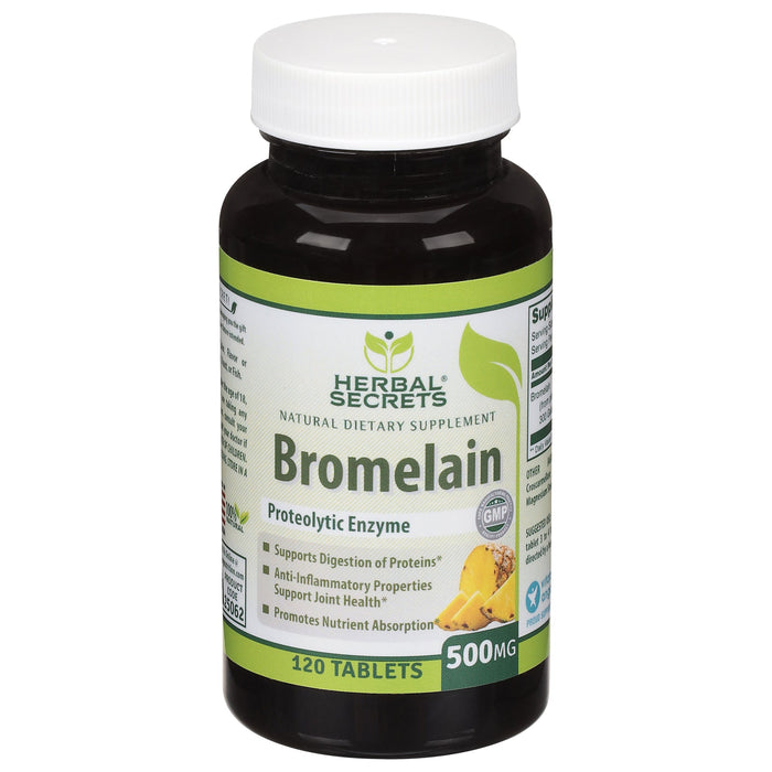 Herbal Secrets Bromelain 500 mg for Optimal Digestion and Inflammation Support, 120 Capsules