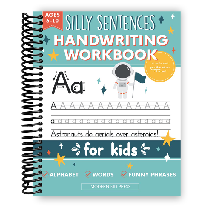 Handwriting Practice Book for Kids (Silly Sentences): Penmanship and Writing Workbook for Kindergarten, 1st, 2nd, 3rd and 4th Grade: Learn and Laugh by Tracing Letters, Sight Words and Funny Phrases (Spiral Bound)