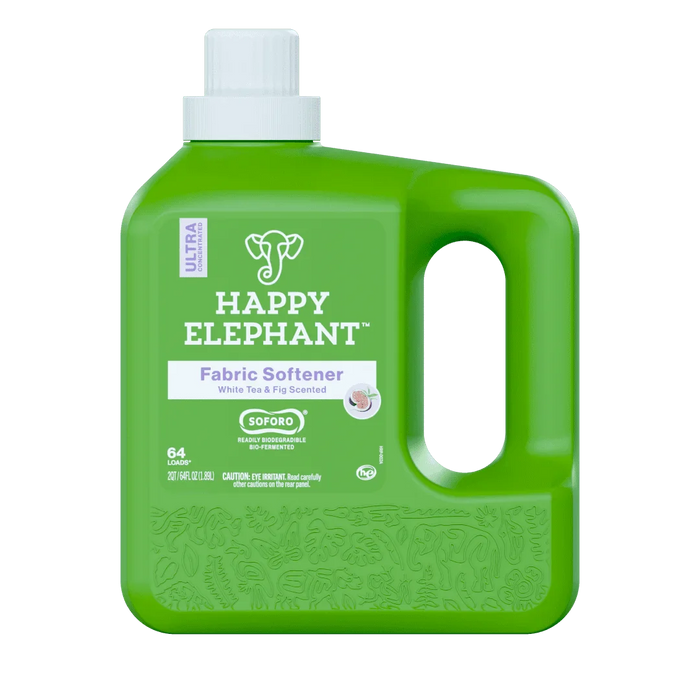Happy Elephant - White Tea Fig Fabric Softener, 64 fl oz (Pack of 4) - Gluten-Free Softener