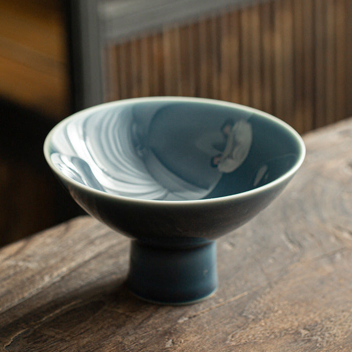 High Foot Snack Plate Haze Blue