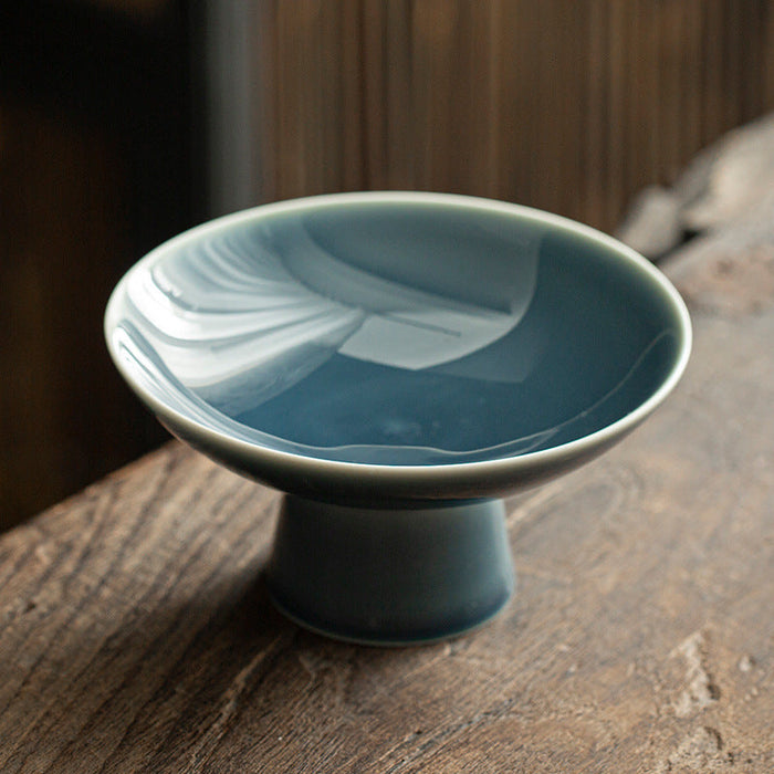 High Foot Snack Plate Haze Blue