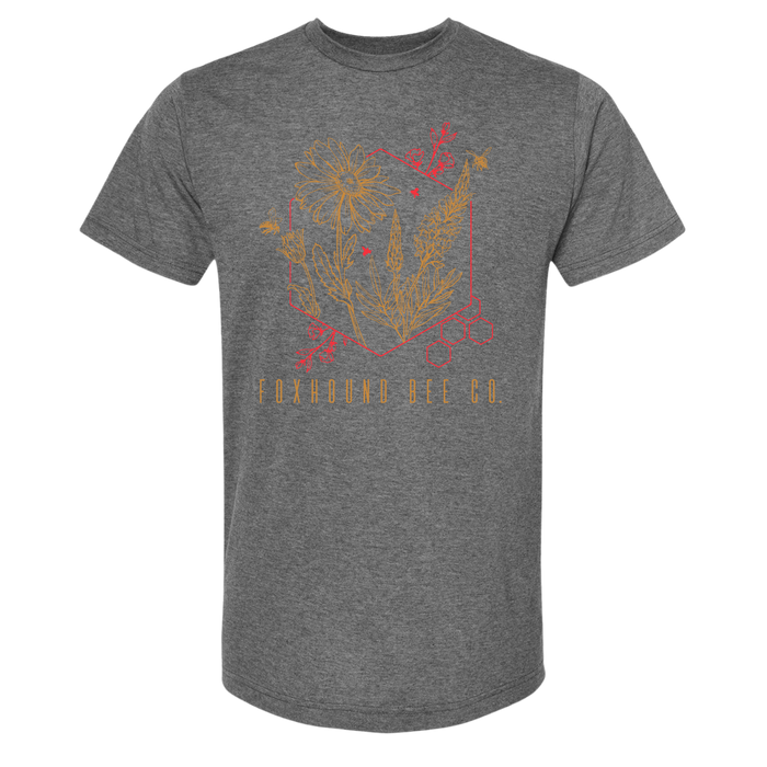 Heather Charcoal Abstract Flowers Short Sleeve Shirt