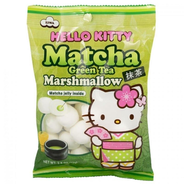 Hello Kitty Marshmallow Soft Chewy Jelly Filled Candy Mango Pineapple Strawberry Blueberry Chocolate Matcha Green Tea Flavors