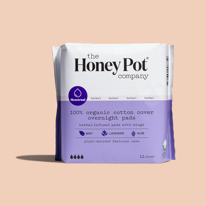 The Honey Pot Overnight Menstrual Pads - 12 Ct