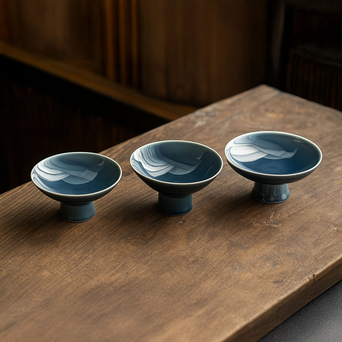 High Foot Snack Plate Haze Blue