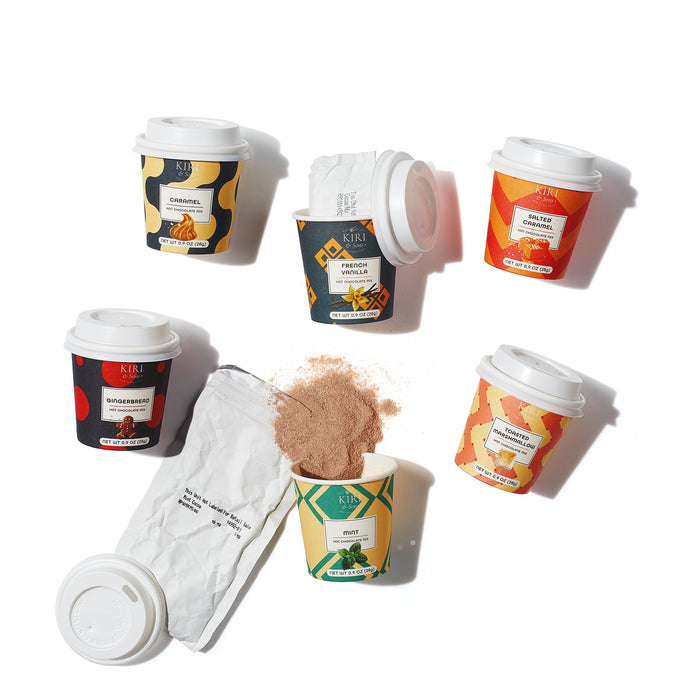Gourmet Hot Cocoa Gift Set Cup Hot Chocolates - Set of 6 Flavors - Salted Caramel, French Vanilla, Caramel, Gingerbread, Mint, Amaretto & More - Holiday Christmas Gifts For Her, Him, Kids