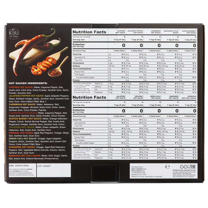 Gourmet Hot Sauce Sampler Gift Set of 10, Flavors Include Habanero, Scotch Bonnet, Jalapeno, Sriracha, Louisiana Style, Cayenne, Red & Green Chili and More, Variety Pack Gifts