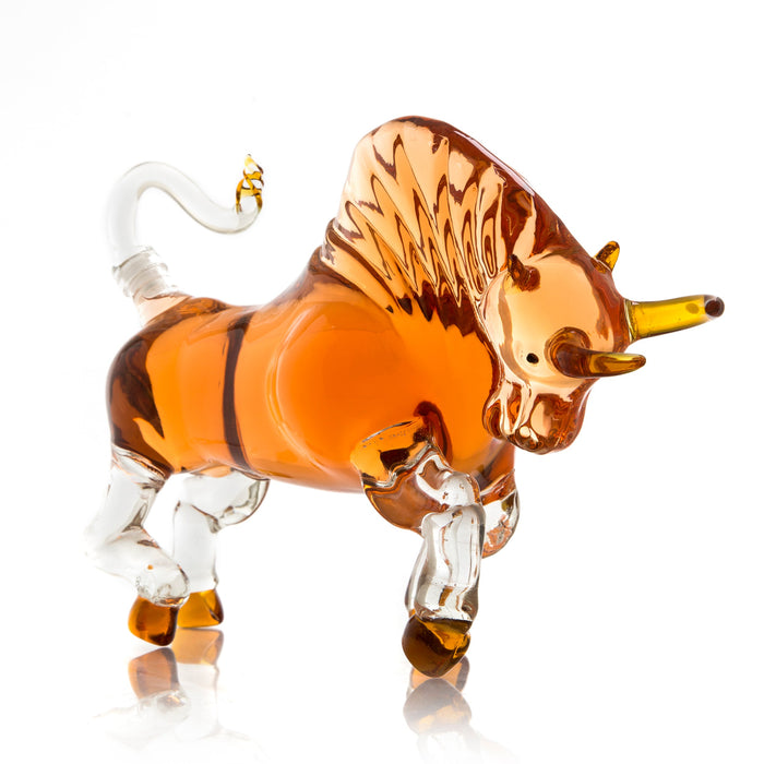 Bull The Wine Savant Charging Bull Heads Forward Animal Liquor Decanter Made For Bourbon, Whiskey, Scotch, Rum, or Tequila, Zodiac Shape Clear