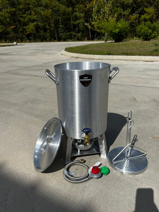 30 Qt Turkey Fryer Pot With Drain Valve, Basket, Lid & Turkey Rack