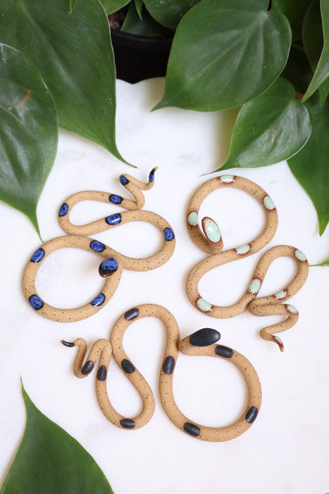 3 Small Ceramic Snakes