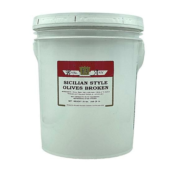 Royal Ann Sicilian Style Broken Olives – 28 lb Pail