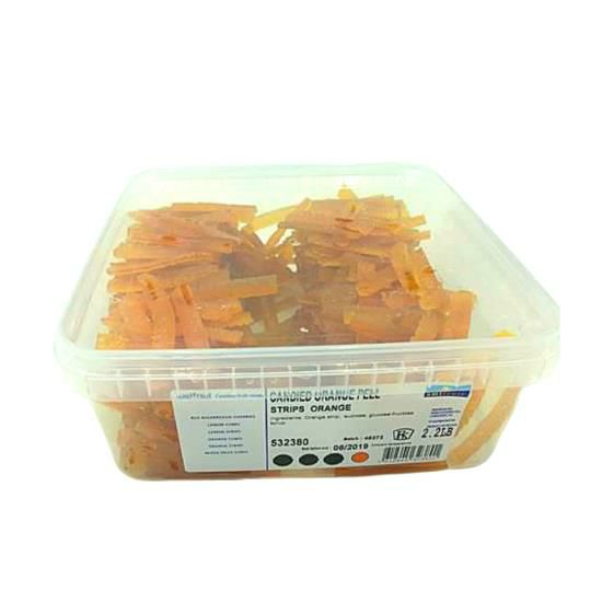 Amifruit Candied Orange Strips – 2.2 lb Container – Soft, Sweet & Citrusy Glazed Orange Peel for Baking & Chocolate Dipping