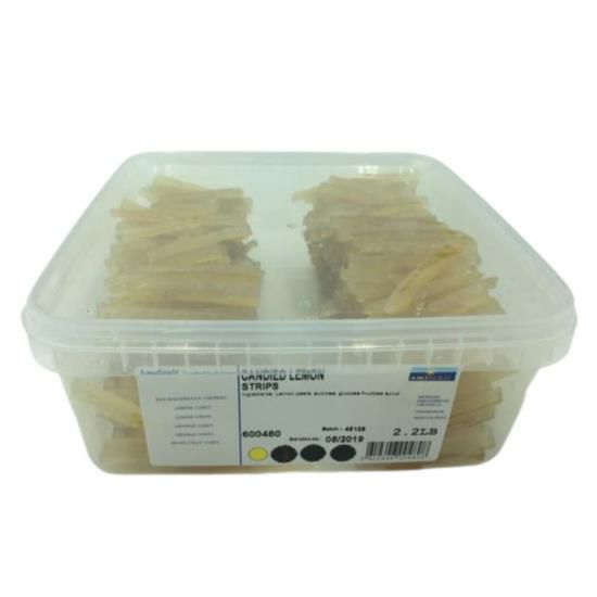 Amifruit Candied Lemon Strips – 2.2 lb Container – Sweet & Tangy Glazed Lemon Peel for Baking & Confectionery