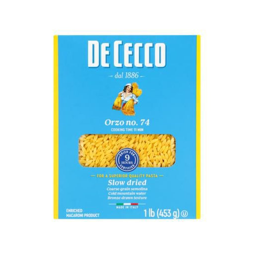 Premium De Cecco Orzo Italian Pasta, versatile for soups, salads, and more.