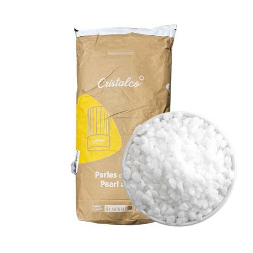 Cristalco Brand Pearl Grain Sugar packaging showcasing its fine, premium European beet sugar, ideal for baking and sweetening.