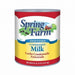 Can of Spring Farm Sweetened Condensed Milk #10 8lb 10oz, featuring the brand's logo and an image depicting the creamy, thick texture of the milk, highlighting its ideal use in baking and sweetening beverages.