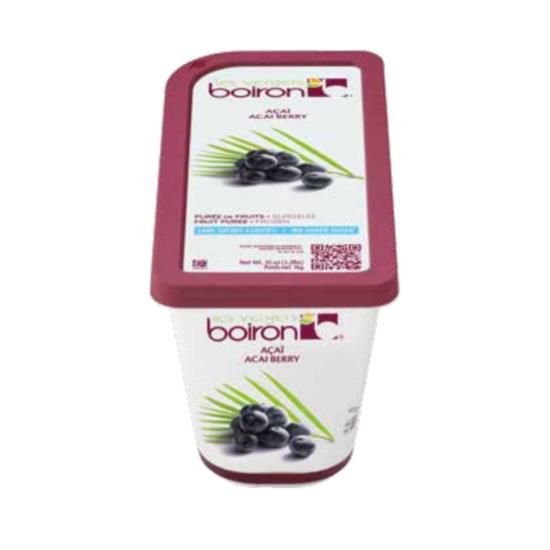 Boiron Brand Acai Pure Unsweetened puree in packaging, ideal for nutritious recipes.