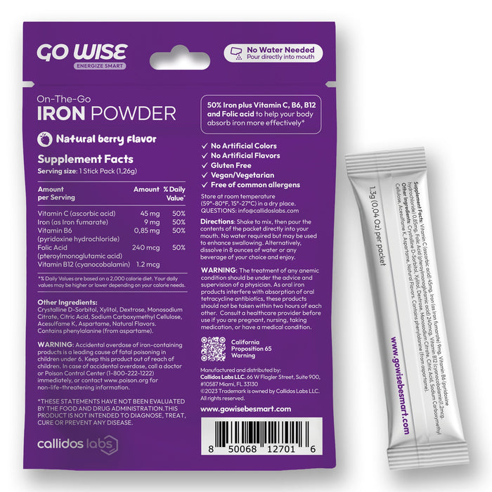Gentle Iron Supplement for Women and Men (No Water Needed)