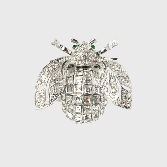 Large sparkle bee napkin ring, crystal, set of four